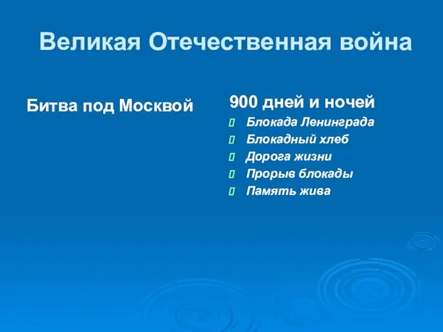 Великая Отечественная война Битва под Москвой 900 дней и ночей Блокада Ленинграда