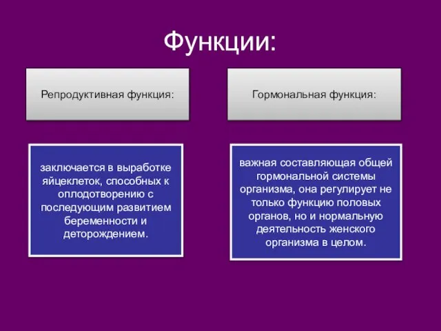 Функции: . Репродуктивная функция: Гормональная функция: важная составляющая общей гормональной системы организма,