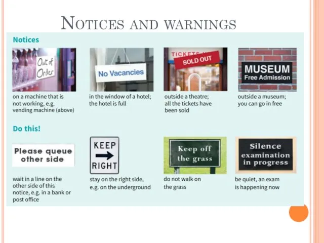 Notices and warnings