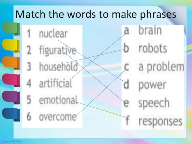 Match the words to make phrases