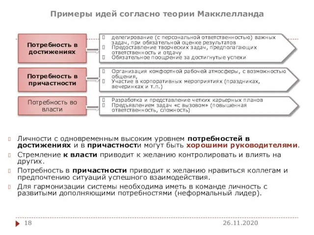 Личности с одновременным высоким уровнем потребностей в достижениях и в причастности могут