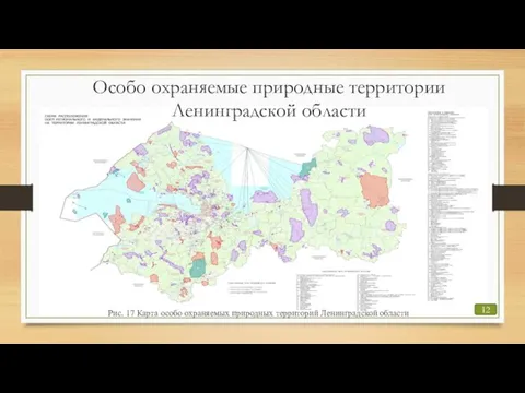 Особо охраняемые природные территории Ленинградской области 12 Рис. 17 Карта особо охраняемых природных территорий Ленинградской области