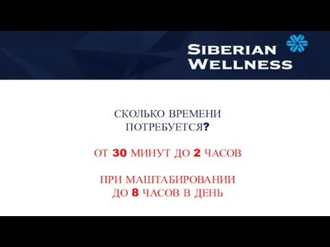 СКОЛЬКО ВРЕМЕНИ ПОТРЕБУЕТСЯ? ОТ 30 МИНУТ ДО 2 ЧАСОВ ПРИ МАШТАБИРОВАНИИ ДО 8 ЧАСОВ В ДЕНЬ