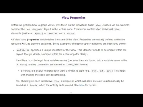 View Properties …