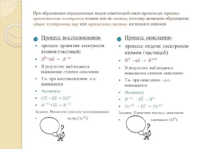 При образовании определенных видов химической связи происходит процесс присоединения электронов атомом или