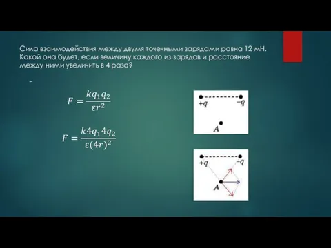 Сила взаимодействия между двумя точечными зарядами равна 12 мН. Какой она будет,