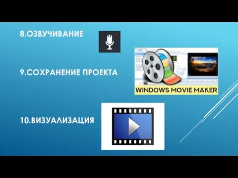 8.ОЗВУЧИВАНИЕ 9.СОХРАНЕНИЕ ПРОЕКТА 10.ВИЗУАЛИЗАЦИЯ