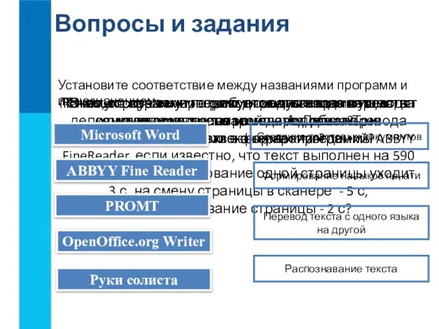 Вопросы и задания В каких случаях программы распознавания текста экономят время и