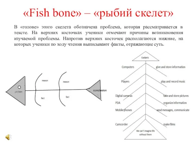 «Fish bone» – «рыбий скелет» В «голове» этого скелета обозначена проблема, которая