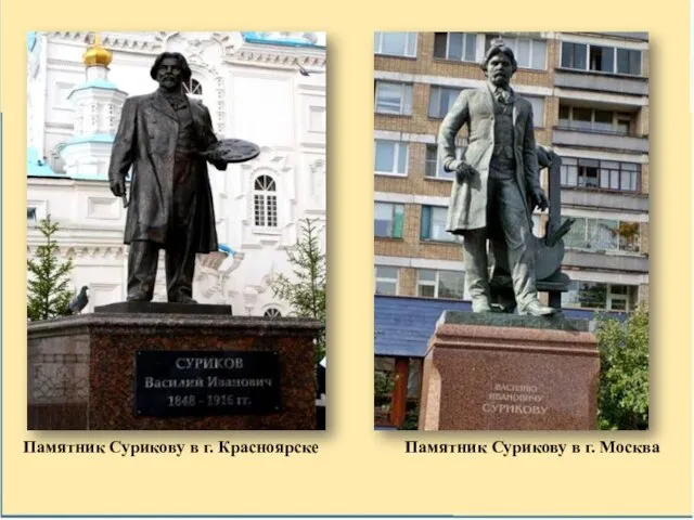 Памятник Сурикову в г. Красноярске Памятник Сурикову в г. Москва