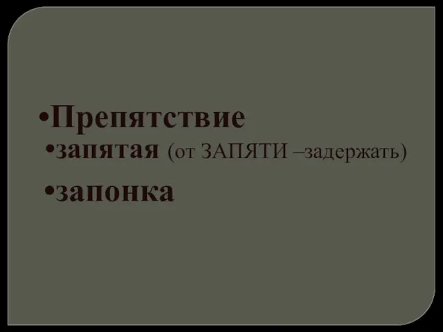 Препятствие запятая (от ЗАПЯТИ –задержать) запонка