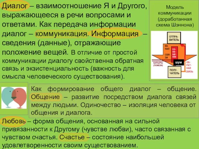 Диалог – взаимоотношение Я и Другого, выражающееся в речи вопросами и ответами.