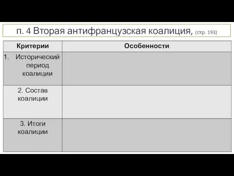 п. 4 Вторая антифранцузская коалиция, (стр. 193)