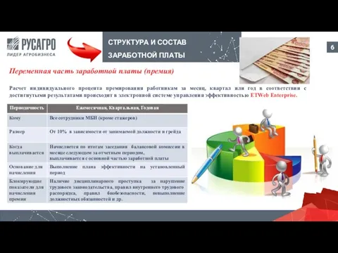 СТРУКТУРА И СОСТАВ ЗАРАБОТНОЙ ПЛАТЫ Переменная часть заработной платы (премия) Расчет индивидуального