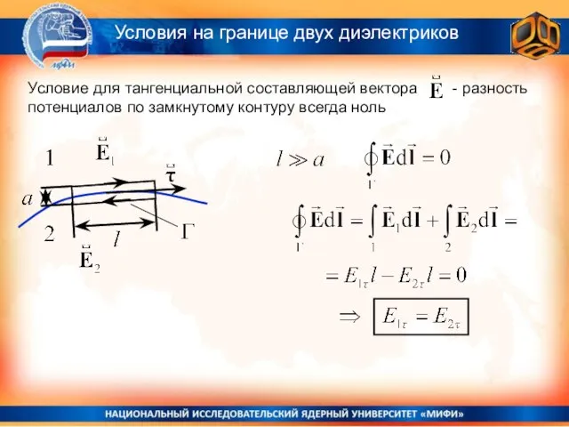 Условия на границе двух диэлектриков