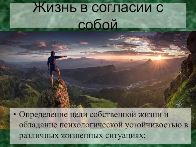 Жизнь в согласии с собой Определение цели собственной жизни и обладание психологической