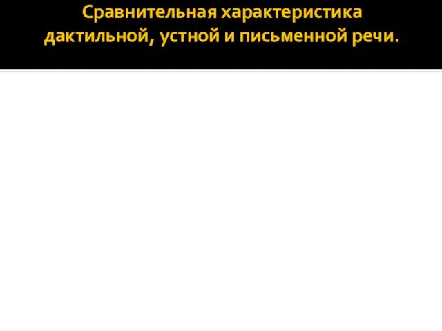 Сравнительная характеристика дактильной, устной и письменной речи.