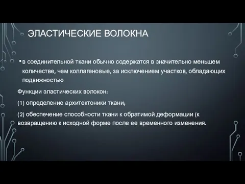 ЭЛАСТИЧЕСКИЕ ВОЛОКНА в соединительной ткани обычно содержатся в значительно меньшем количестве, чем