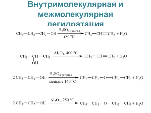 Внутримолекулярная и межмолекулярная дегидратация