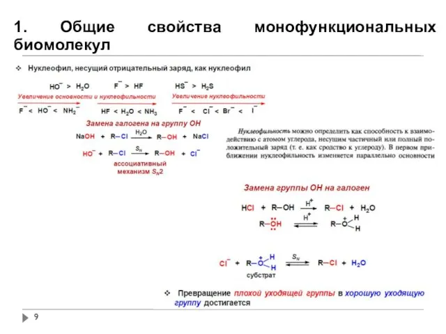 1. Общие свойства монофункциональных биомолекул