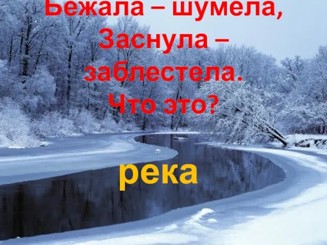 Бежала – шумела, Заснула – заблестела. Что это? река