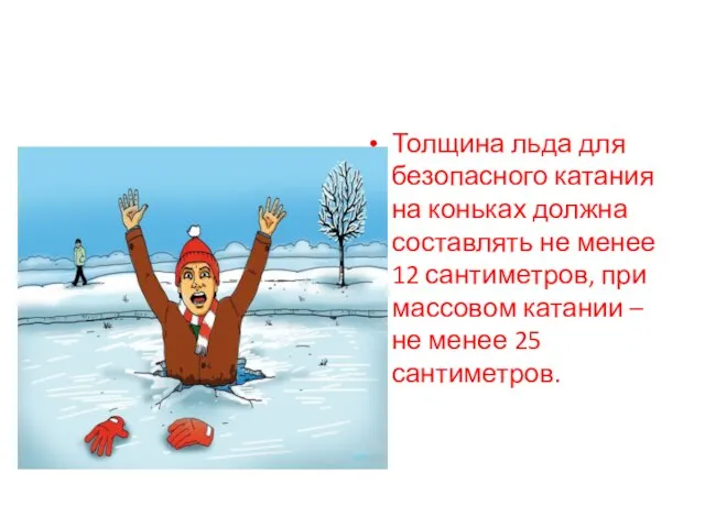 Толщина льда для безопасного катания на коньках должна составлять не менее 12