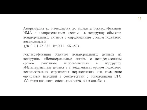 Амортизация не начисляется до момента реклассификации НМА с неопределенным сроком в подгруппу