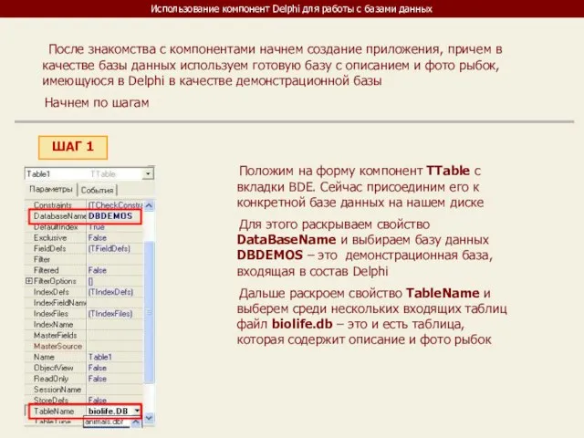 Использование компонент Delphi для работы с базами данных После знакомства с компонентами
