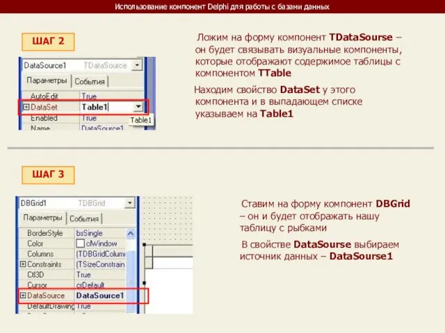 Использование компонент Delphi для работы с базами данных ШАГ 2 Ложим на