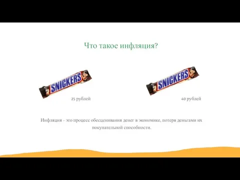 Инфляция - это процесс обесценивания денег в экономике, потеря деньгами их покупательной