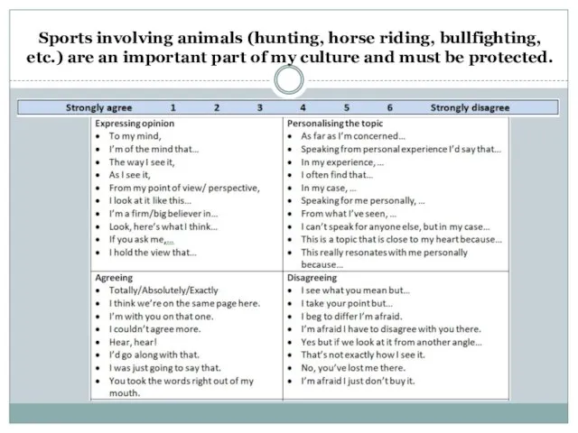 Sports involving animals (hunting, horse riding, bullfighting, etc.) are an important part