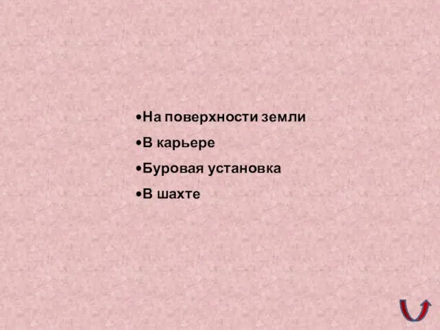 На поверхности земли В карьере Буровая установка В шахте