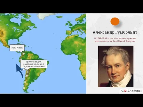 Александр Гумбольдт В 1799-1804 гг. он исследовал вулканы экваториальных Анд Южной Америки