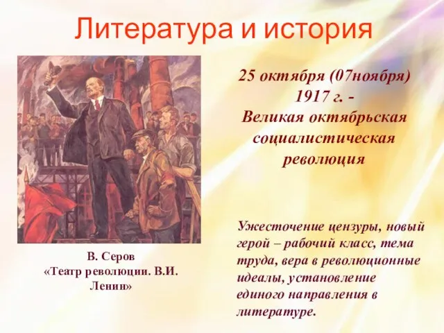 Литература и история В. Серов «Театр революции. В.И. Ленин» 25 октября (07ноября)