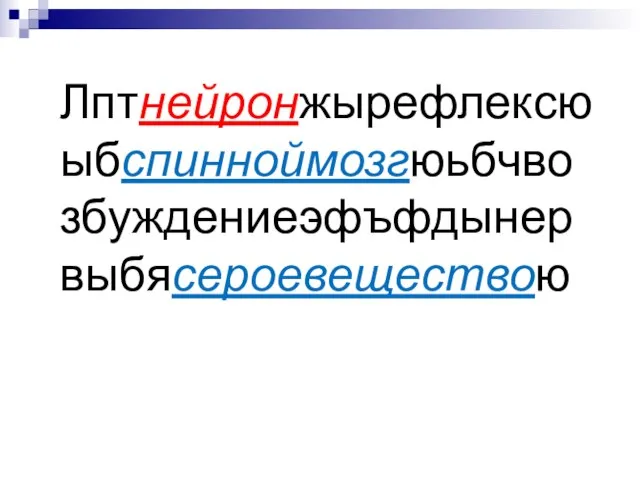 Лптнейронжырефлексюыбспинноймозгюьбчвозбуждениеэфъфдынервыбясероевеществою