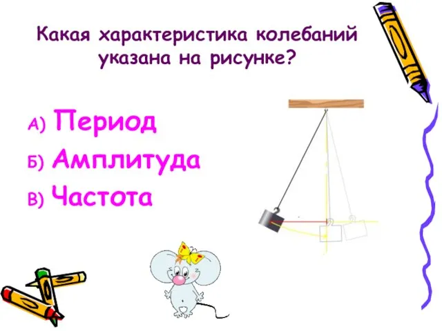 Какая характеристика колебаний указана на рисунке? А) Период Б) Амплитуда В) Частота