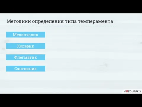 Методики определения типа темперамента Меланхолик Холерик Флегматик Сангвиник