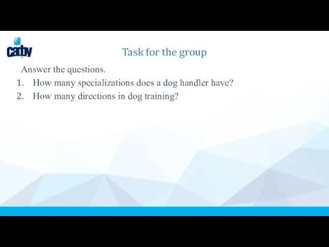 Task for the group Answer the questions. How many specializations does a