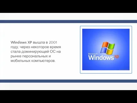 Windows XP вышла в 2001 году, через некоторое время стала доминирующей ОС