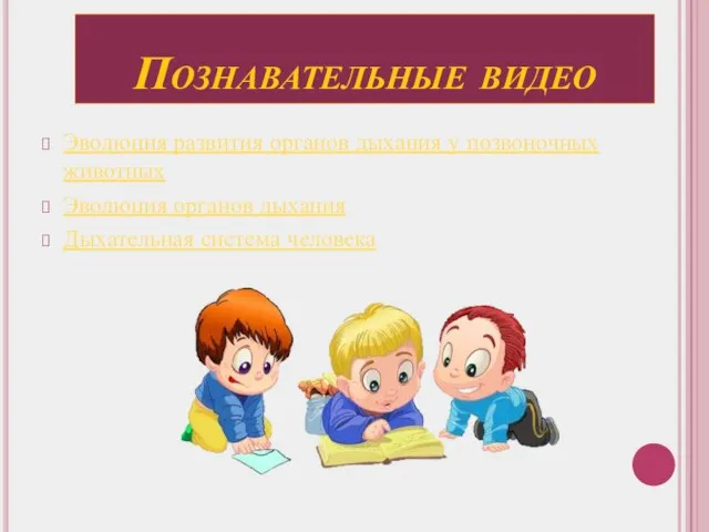 Познавательные видео Эволюция развития органов дыхания у позвоночных животных Эволюция органов дыхания Дыхательная система человека