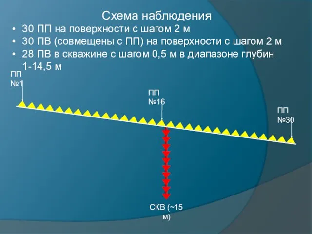 СКВ (~15 м) ПП №1 ПП №30 ПП №16 Схема наблюдения 30