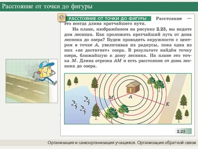 Расстояние от точки до фигуры Организация и самоорганизация учащихся. Организация обратной связи