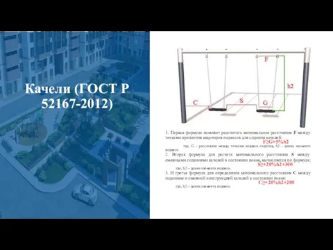 Качели (ГОСТ Р 52167-2012) 1. Первая формула поможет рассчитать минимальное расстояние F