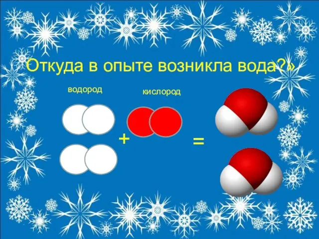 Откуда в опыте возникла вода?» + = водород кислород