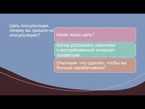 Цель консультации, почему вы пришли на консультацию?