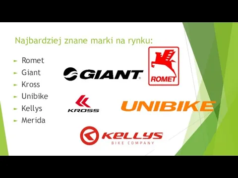 Najbardziej znane marki na rynku: Romet Giant Kross Unibike Kellys Merida