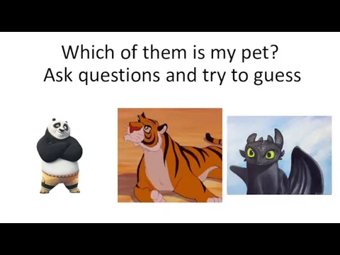 Which of them is my pet? Ask questions and try to guess