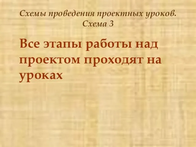 Схемы проведения проектных уроков. Схема 3 Все этапы работы над проектом проходят на уроках