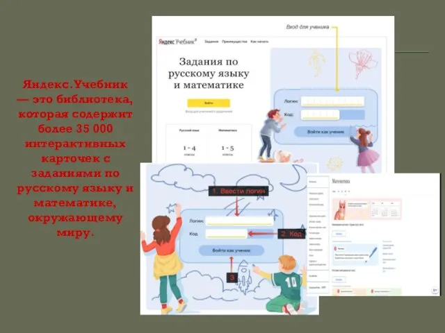 Яндекс.Учебник — это библиотека, которая содержит более 35 000 интерактивных карточек с