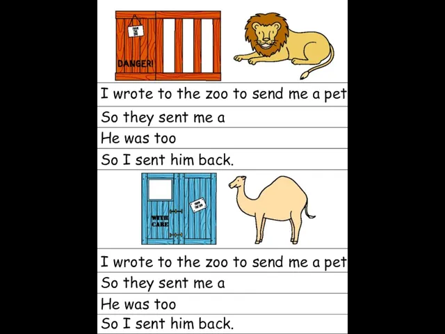 I wrote to the zoo to send me a pet He was